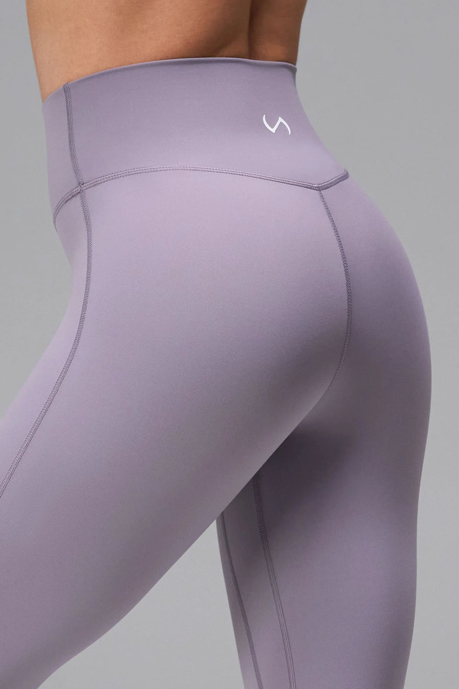 Gray Ridge Tempo High Waisted Workout Leggings showing Luxe DNA™ buttery-soft fabric and high-waisted waistband detail by TLF Apparel – detail view