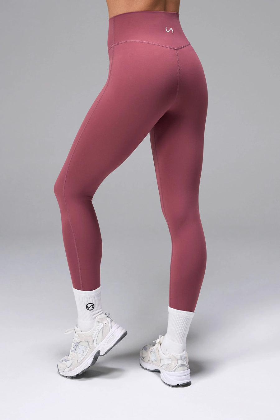 Nocturne Tempo High Waisted Workout Leggings showing flattering side profile and tummy-tucking waistband by TLF Apparel – side view