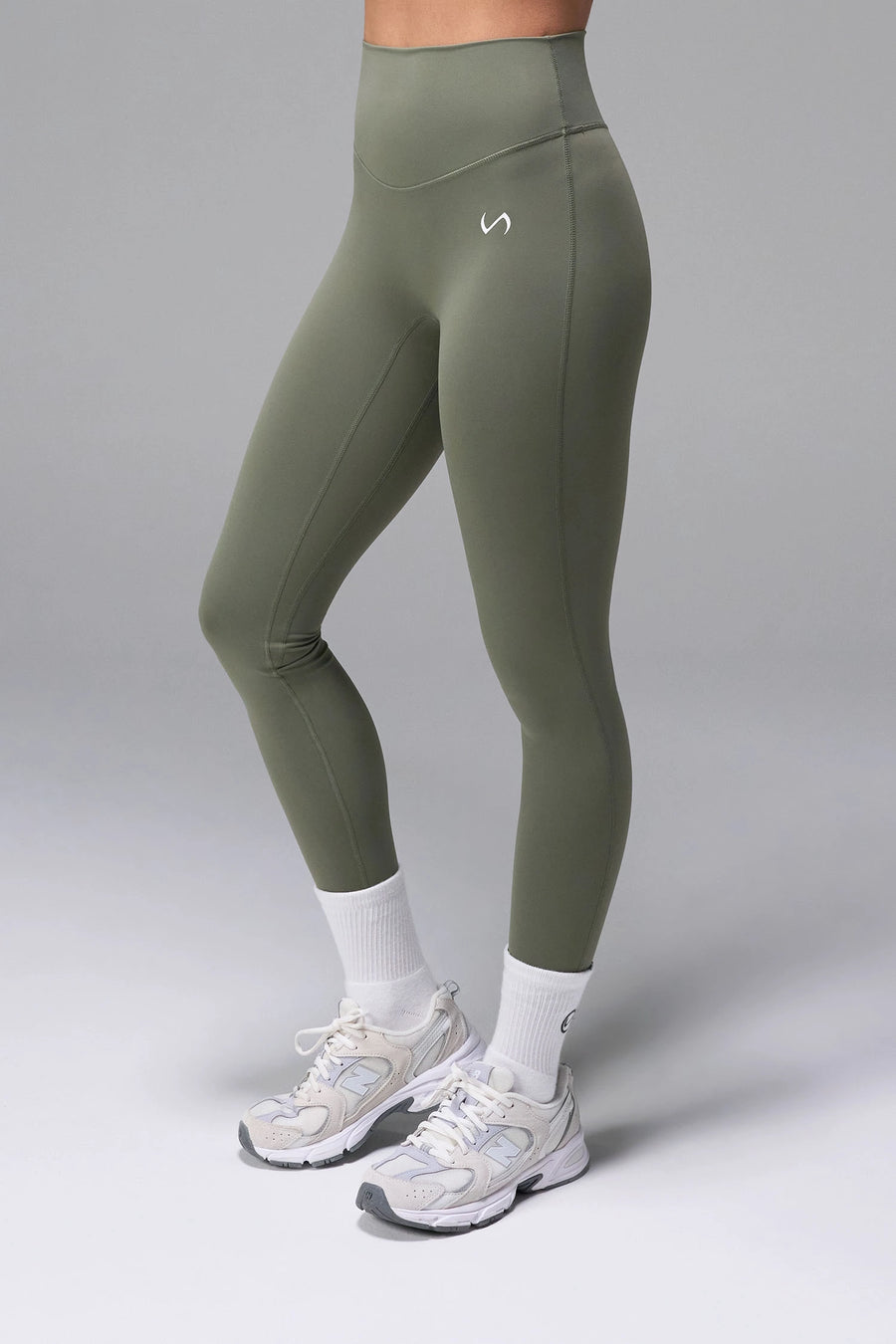 Sage Tempo High Waisted Workout Leggings with snatched waist design and butt lifting sculpting fit for gym workouts and all-day wear by TLF Apparel – front view
