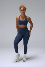 Navy Tempo Leggings With Pockets, high waisted workout leggings for Gym-To-Street® wear by TLF Apparel – front view