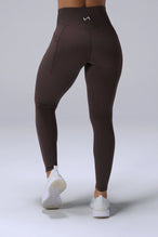 Brown Tempo Leggings With Pockets featuring a sculpting high waisted waistband and full-length fit by TLF Apparel – back view