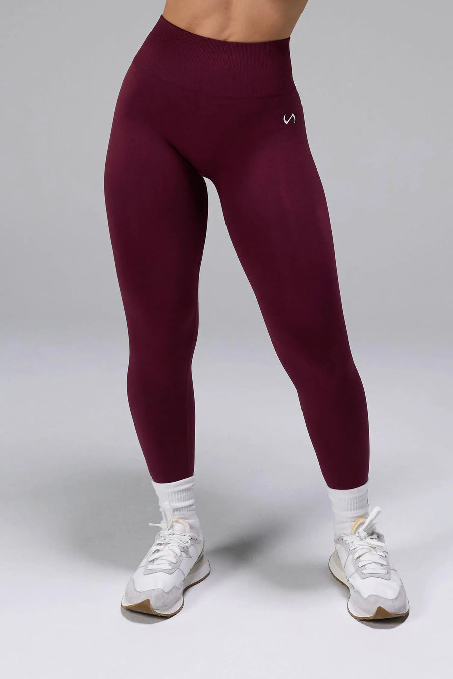 Front View of Dark Cherry TLF Cosmic Seamless Scrunch Butt Leggings, featuring a scrunch butt to shape and contour your glutes 