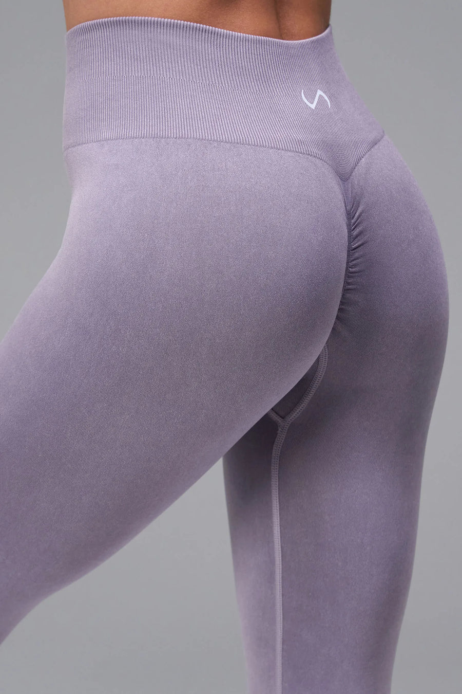 Gray Cosmic Seamless Scrunch Butt Leggings with sculpting seamless fabric and supportive ribbed waistband for gym workouts and training by TLF Apparel – front view 