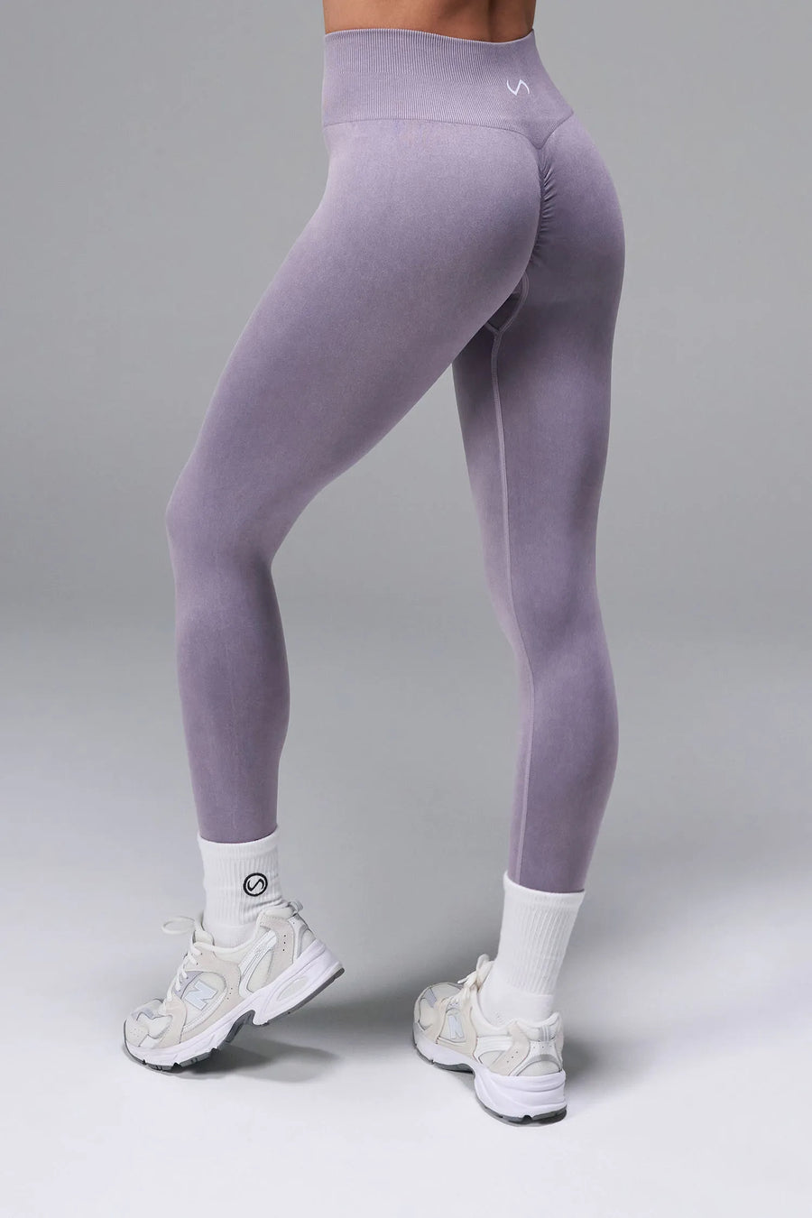 Gray Cosmic Seamless Scrunch Butt Leggings showing sculpted side fit and supportive ribbed waistband by TLF Apparel – side view 