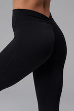 Black NeoCloud™ V Back Gym Leggings highlighting Secret Glute Seam™ technology and ultra-soft fabric by TLF Apparel – detail view  