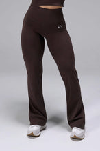 Front View of Brown TLF Tempo High Waisted Split Hem Leggings feature our Luxe DNA fabric with a side split hem for style versatility