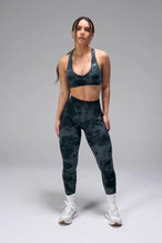 Front View of Green Tie Dye TLF Cosmic Seamless Sports Bra features adjustable strap for custom fit with high support for performance and functionality