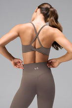 Brown NeoCloud™ V-Neck Sports Bra with v neckline and medium support for the studio classes, pilates and gym training by TLF Apparel – back view 