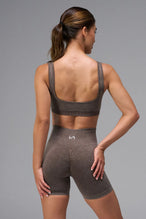 Brown Cosmic Seamless Open Back Sports Bra with breathable open back design and medium support for training and workouts by TLF Apparel – back view 