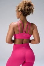 Pink NeoCloud™ Strappy Sports Bra showing strappy back design and breathable cloud-soft fabric by TLF Apparel – back view
