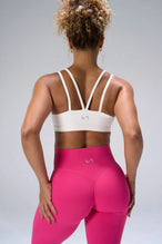 Cream NeoCloud™ Strappy Sports Bra showing strappy back design and breathable cloud-soft fabric by TLF Apparel – back view