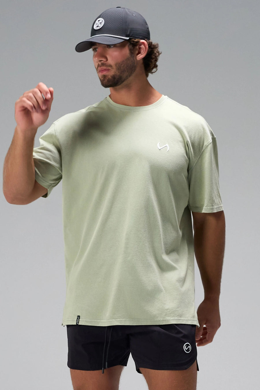 Green Further Dura Cotton Short Sleeve Tee with oversized relaxed fit and vintage stone wash finish by TLF Apparel – front view