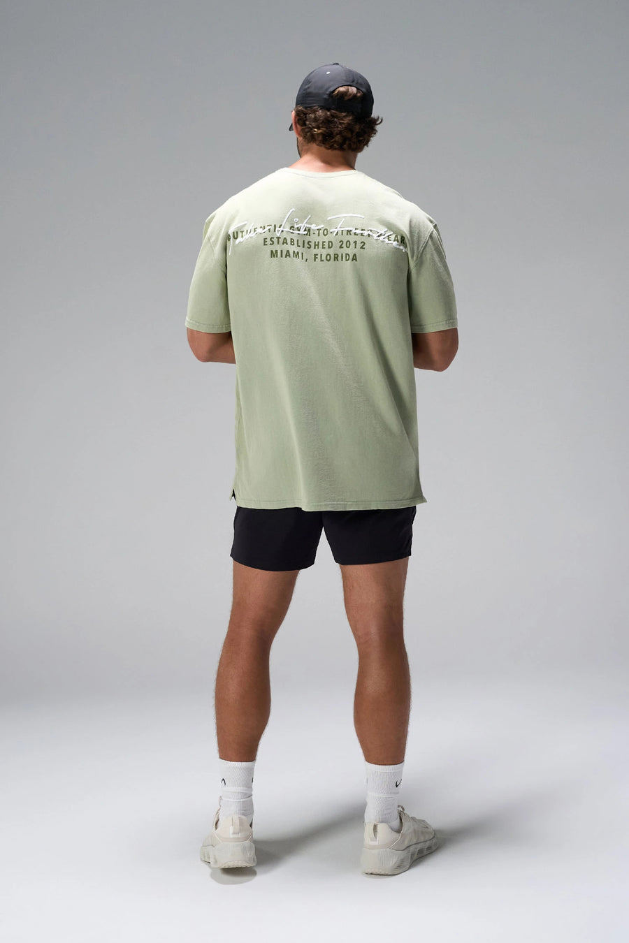 Green Further Dura Cotton Short Sleeve Tee with oversized relaxed fit and vintage stone wash finish by TLF Apparel – back view