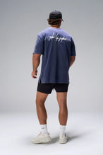 Navy RI Oversized Dura Cotton Short Sleeve Tee with Redefine Impossible and Take Life Further back graphic by TLF Apparel – back view