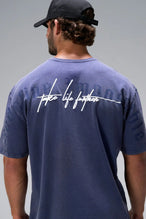 Navy RI Oversized Dura Cotton Short Sleeve Tee showing relaxed oversized fit in 100% Dura Cotton by TLF Apparel – back view 