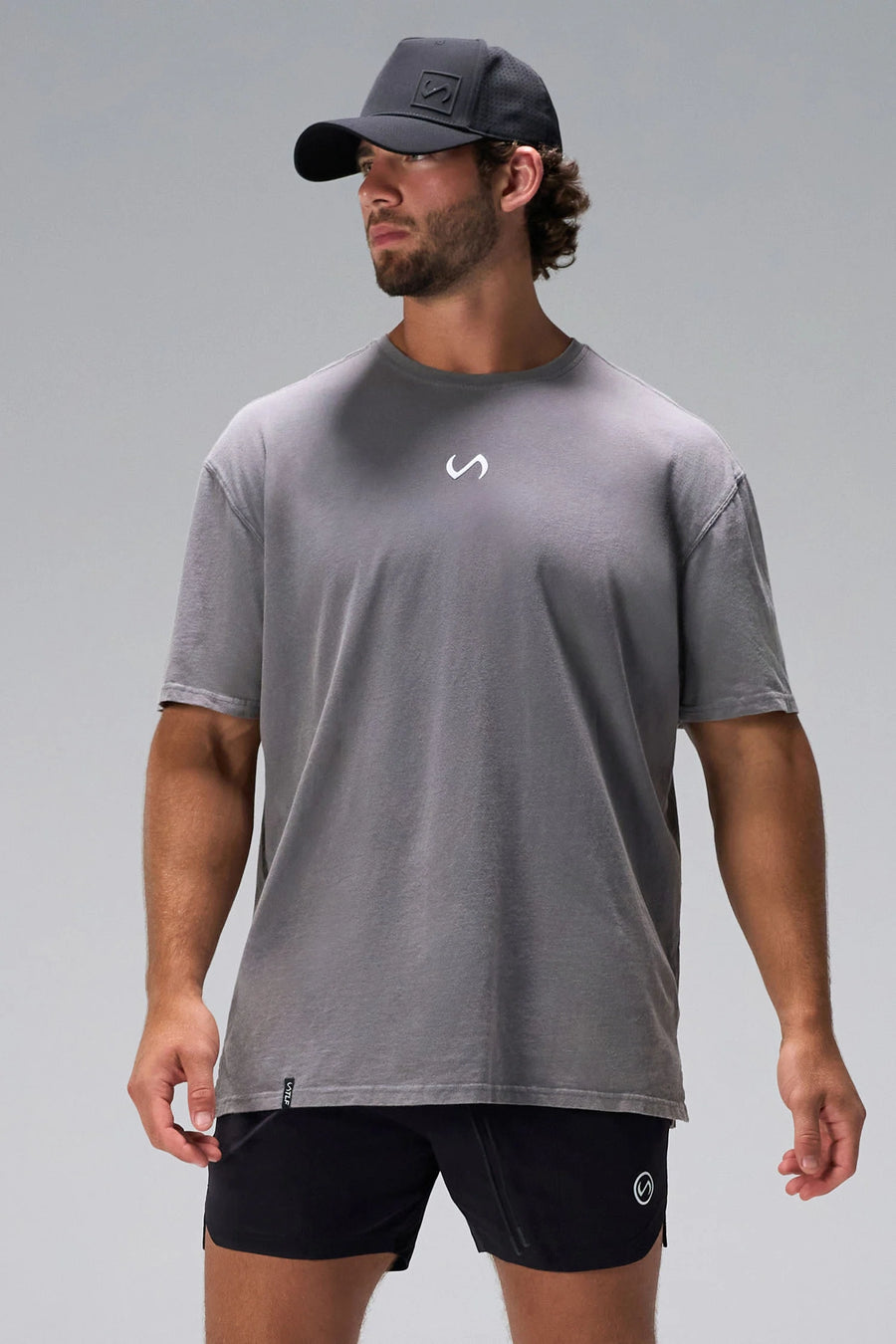 Gray RI Oversized Dura Cotton Short Sleeve Tee with oversized relaxed fit and vintage stonewash finish by TLF Apparel – front view