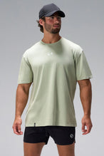 Green RI Oversized Dura Cotton Short Sleeve Tee with oversized relaxed fit and vintage stonewash finish by TLF Apparel – front view