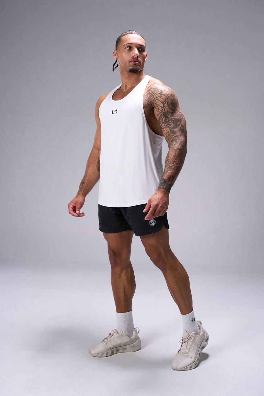 Black Reps Mesh 5 Inch Fitted Shorts showing 5 inch inseam fit, fitted athletic silhouette, and unrestricted mobility by TLF Apparel – side view