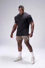 Taupe Reps Mesh 5 Inch Fitted Shorts showing 5 inch inseam fit, fitted athletic silhouette, and unrestricted mobility by TLF Apparel – side view