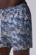 Snake Skin Print Reps Mesh 5 Inch Fitted Shorts showing athletic side silhouette, side split hems, and zip pocket storage by TLF Apparel – side view