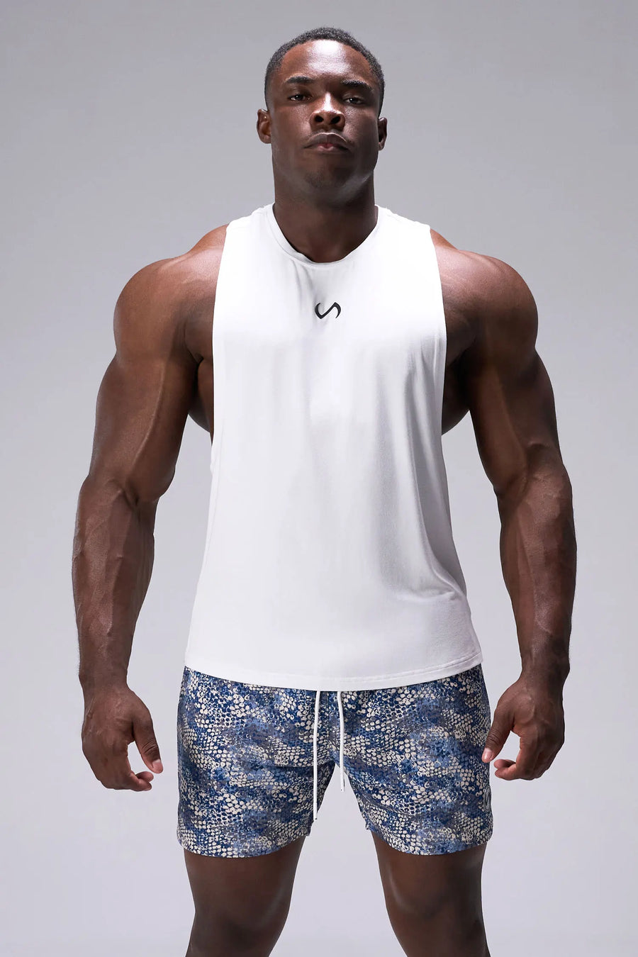 Snake Skin Print Reps Mesh 5 Inch Fitted Shorts with fitted athletic silhouette, zip pockets, and lightweight mesh fabric for training by TLF Apparel – front view