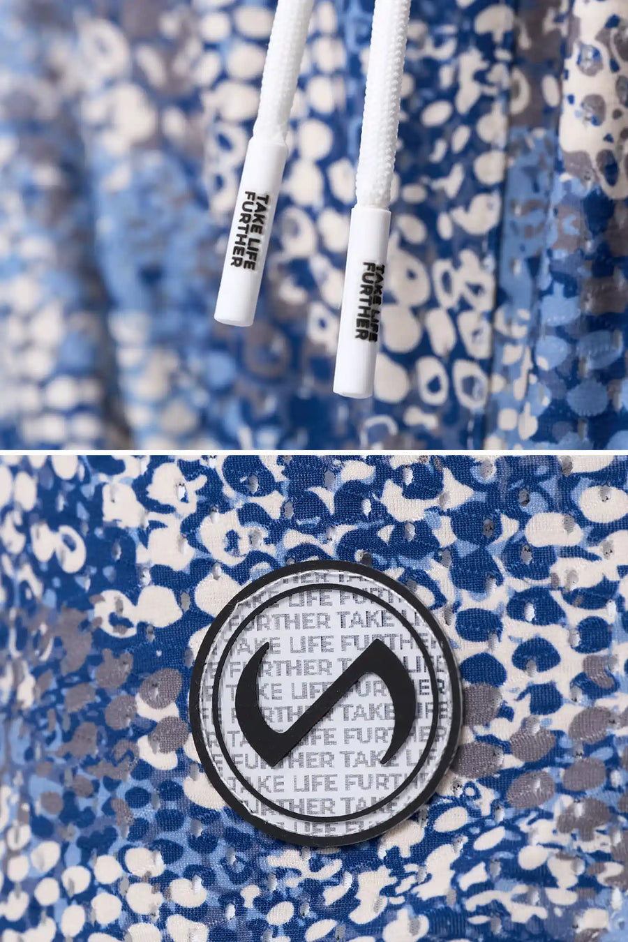 Snake Skin Print Reps Mesh 5 Inch Fitted Shorts showing Mesh Tech DNA™ fabric, side split hem construction, and premium details by TLF Apparel – detail view