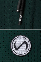 Green Reps Mesh 5 Inch Fitted Shorts showing Mesh Tech DNA™ fabric, side split hem construction, and premium details by TLF Apparel – detail view