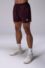 Maroon Reps Mesh 5 Inch Fitted Shorts with lightweight breathable mesh fabric, zip pockets, and 4-way stretch performance for gym training and workouts by TLF Apparel – front view