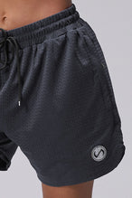 Grey Reps Mesh 5 Inch Shorts showing Mesh Tech DNA™ fabric, side split hem construction, and premium details by TLF Apparel – detail view