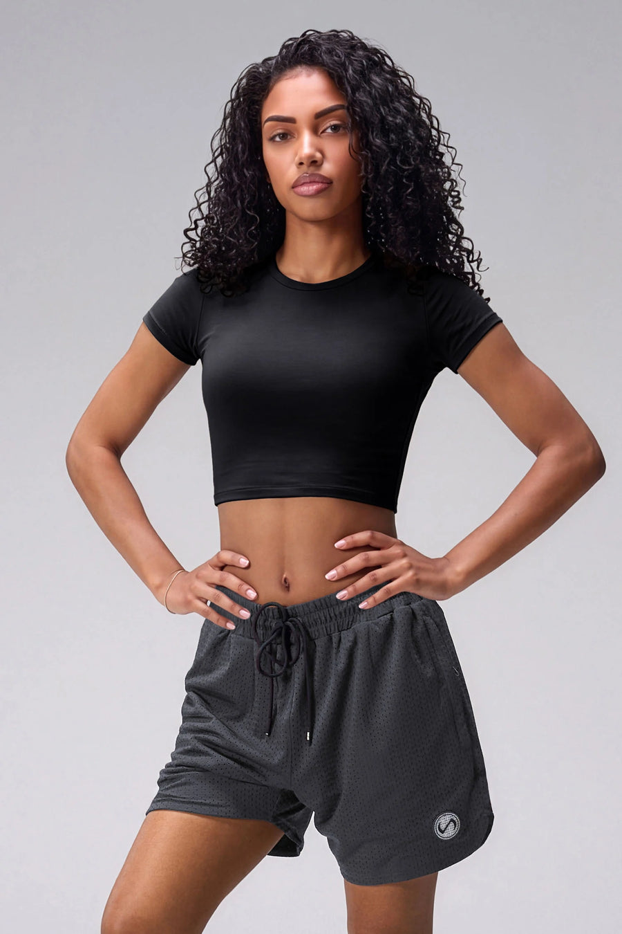 Grey Reps Mesh 5 Inch Shorts with athletic silhouette, zip pockets, and lightweight mesh fabric for training by TLF Apparel – front view