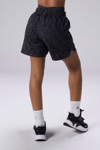 Black Splatter Print Reps Mesh 5 Inch Shorts showing fitted athletic silhouette and breathable mesh performance fabric by TLF Apparel – back view