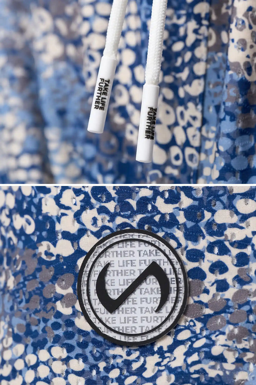 Snake Skin Print Reps Mesh 5 Inch Shorts showing Mesh Tech DNA™ fabric, side split hem construction, and premium details by TLF Apparel – detail view