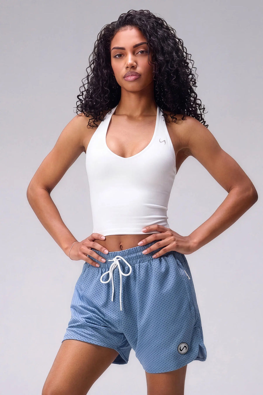 Light Blue Reps Mesh 5 Inch Shorts with athletic silhouette, zip pockets, and lightweight mesh fabric for training by TLF Apparel – front view