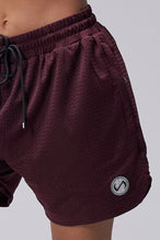Maroon Reps Mesh 5 Inch Shorts showing Mesh Tech DNA™ fabric, side split hem construction, and premium details by TLF Apparel – detail view