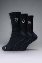 3 Pack Of  Black the TLF Evolve Crew Socks featuring an extended cuff height, ribbed cuff, cushioned footbed and seamless toe