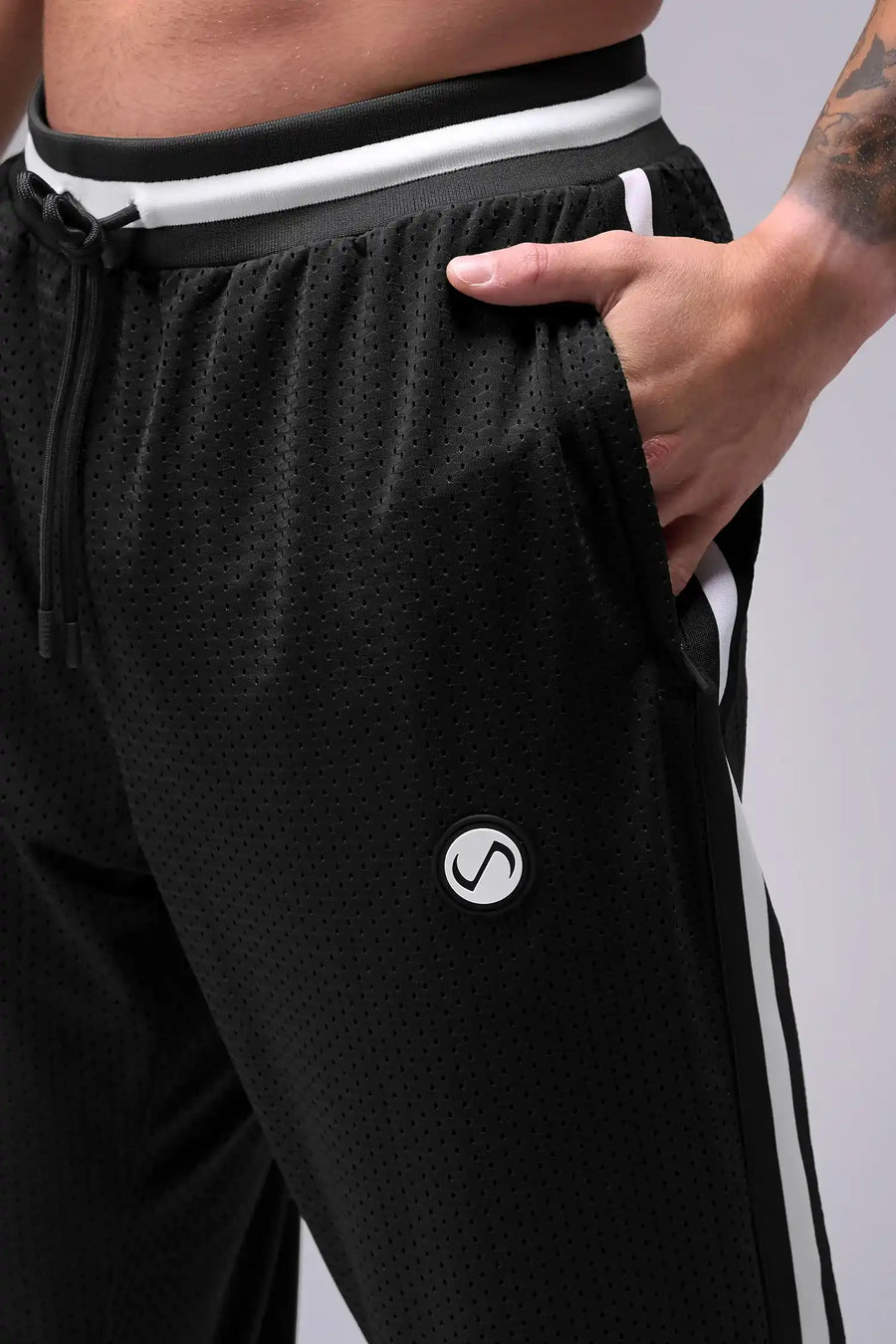 Front View of Evolve Mesh Track Pants – Men’s Joggers & Sweatpants - Black