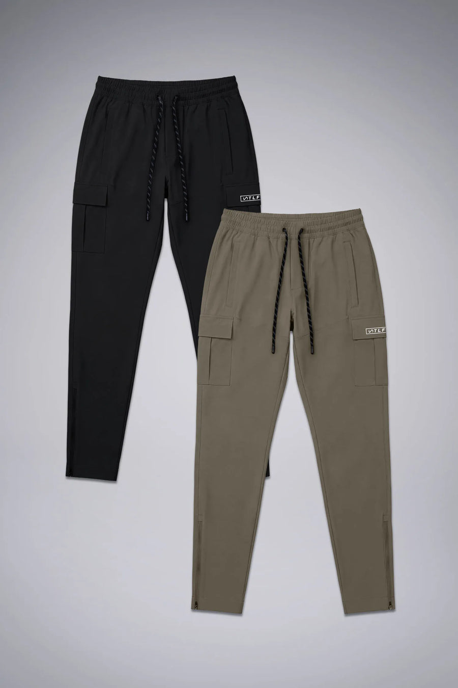 Custom 2 Pack TLF Element Athletic Joggers 2.0, featuring side zipper pockets and side leg cargo pockets and reflective details 