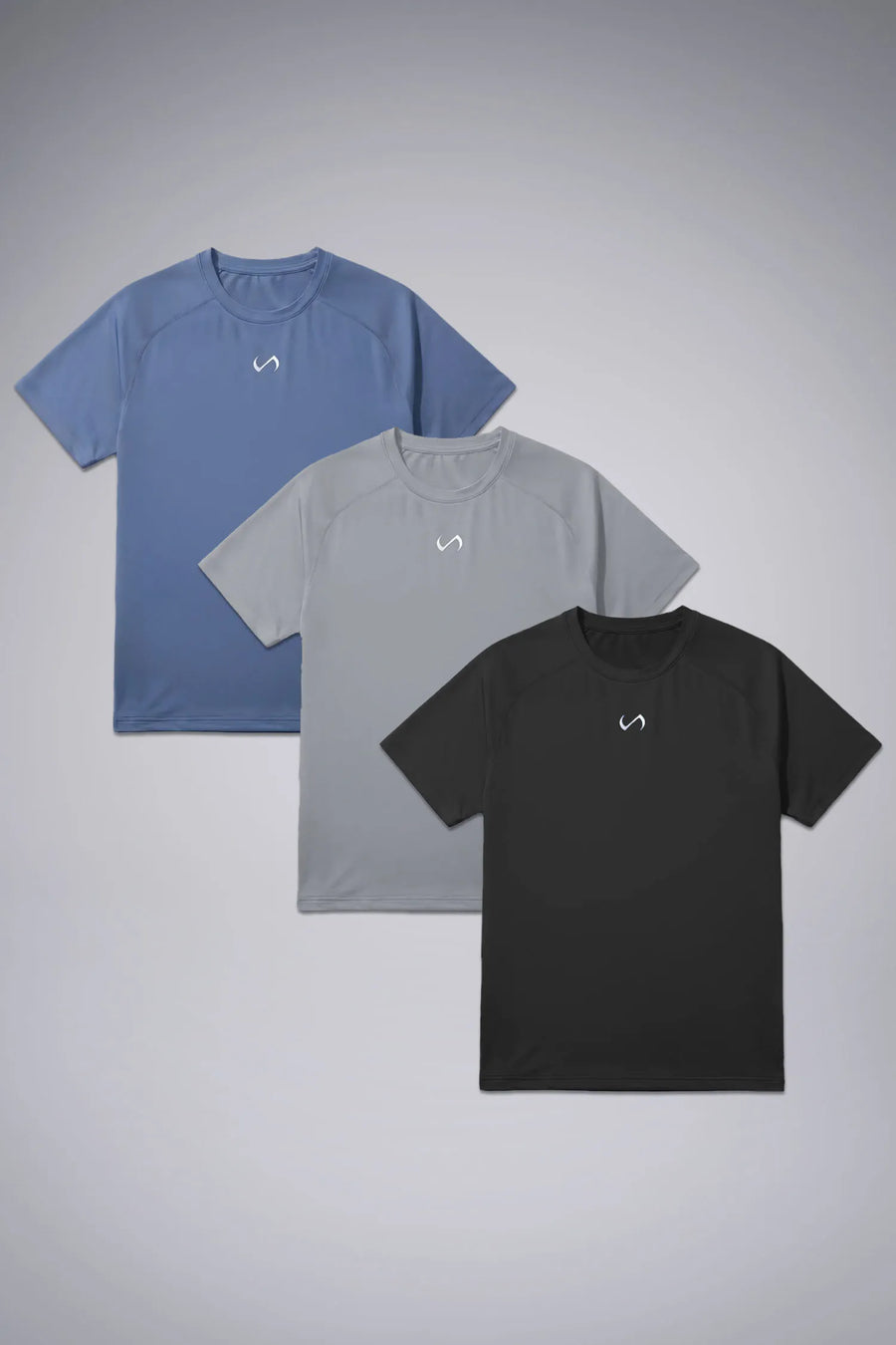 Custom 3 Pack Front View of Black the TLF Infi Cool Lightweight Cooling Shirt engineered with cooling fabric technology, raglan sleeves and laser cut perforations. 