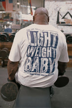 White Ronnie Coleman “light weight baby” Tee oversized graphic workout shirt featuring Cotton Luxe DNA™ fabric and Ronnie Coleman legacy artwork by TLF Apparel – back view