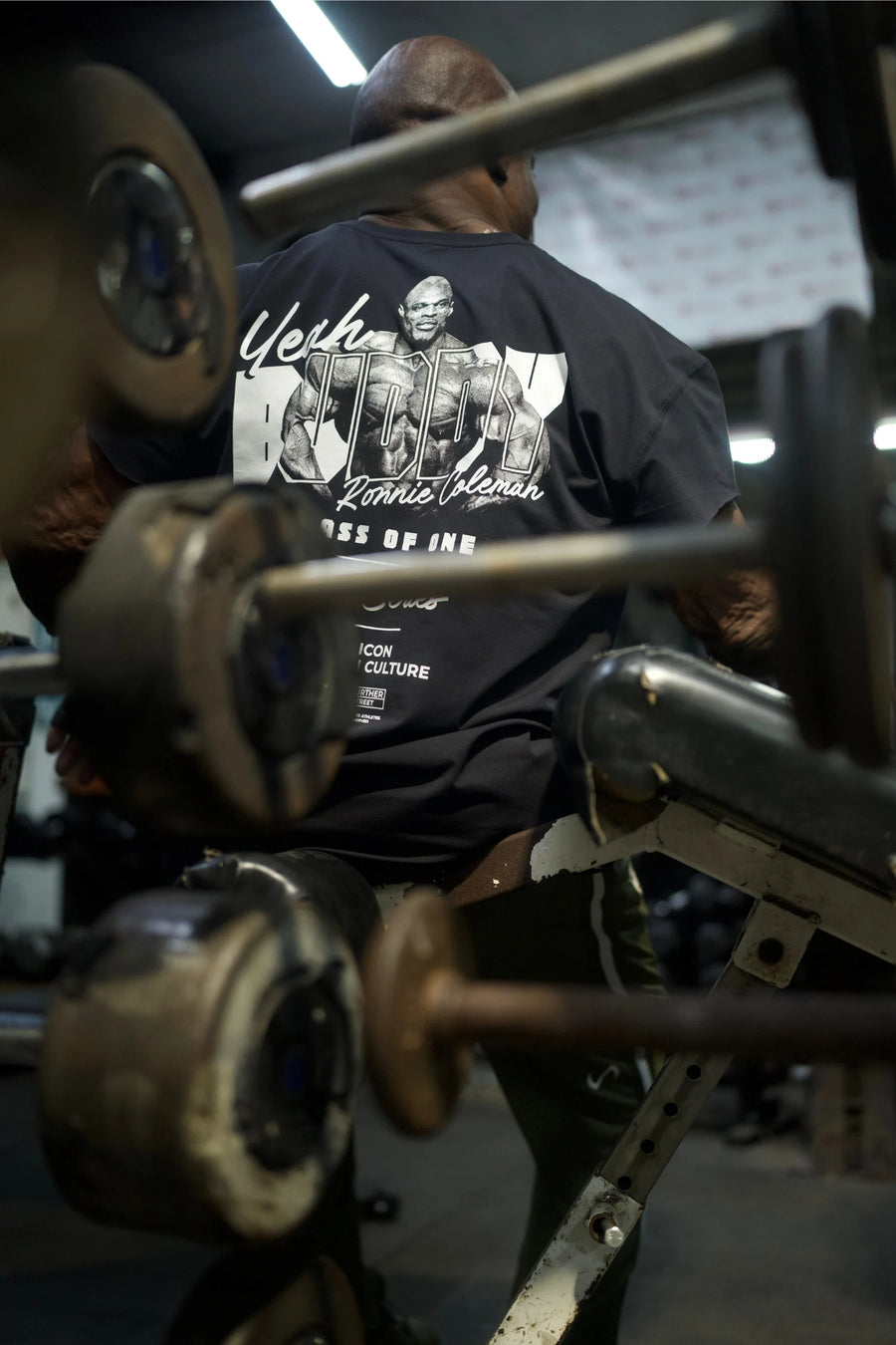 Blue Ronnie Coleman “Yeah Buddy” Tee oversized graphic workout shirt featuring Cotton Luxe DNA™ fabric and Ronnie Coleman legacy artwork by TLF Apparel – back view