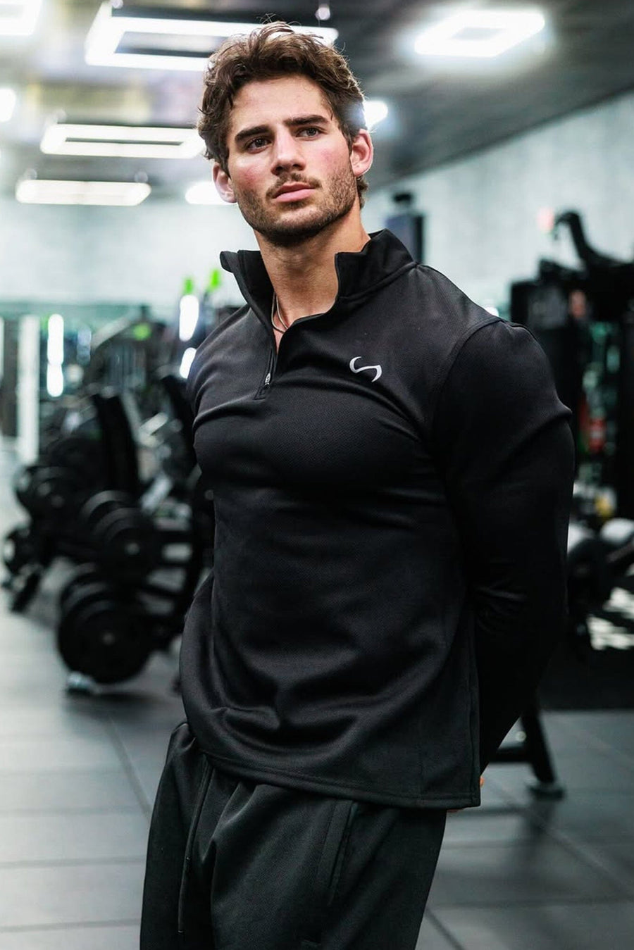 Product Lifestyle Image GTS Quad Tech Quarter-Zip Pullover Black