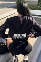 Back View Of Unisex Redefine Cotton Luxe Oversized Long Sleeve in Black