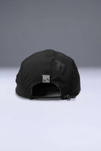 Black Pluma Packable Hat with ultra-light ripstop fabric and extended performance brim for training and outdoor workouts by TLF Apparel – back view 