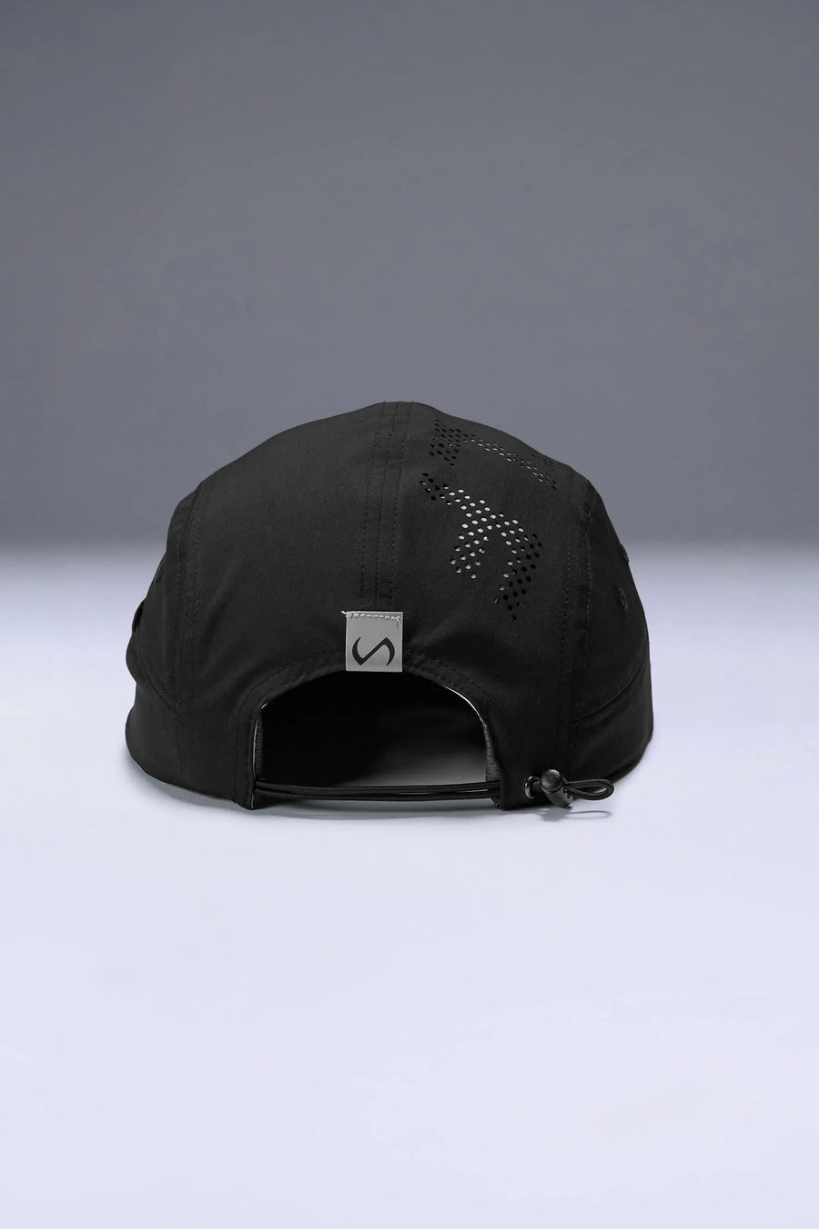 Black Pluma Packable Hat with ultra-light ripstop fabric and extended performance brim for training and outdoor workouts by TLF Apparel – back view 