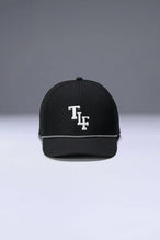 Black Flex Grid Varsity Rope Hat with moisture-wicking interior sweatband and durable athletic build by TLF Apparel – interior detail view