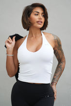 White NeoCloud™ Double Layer Tank Top with medium support for the studio classes, pilates and gym training by TLF Apparel – back view  