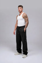 Front View Of Scuba Tech Wide Leg Sweatpants in  black
