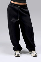 Front View Of Scuba Tech Wide Leg Sweatpants in  black
