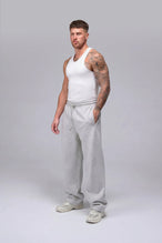 Front View Of Scuba Tech Wide Leg Sweatpants in Gray