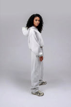 Front View Of Scuba Tech Wide Leg Sweatpants in Gray